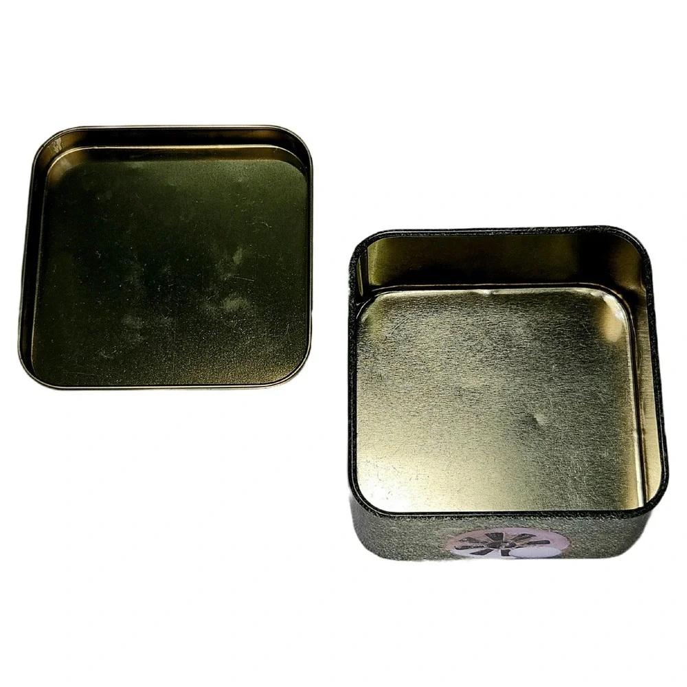 Vintage Golf Ball Green Grass Metal Square Tin Box Small Storage Container Decor